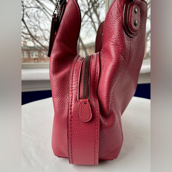 Coach Dark Pink Edie Shoulder Bag w/ Light Pink Interior - Picture 7 of 16